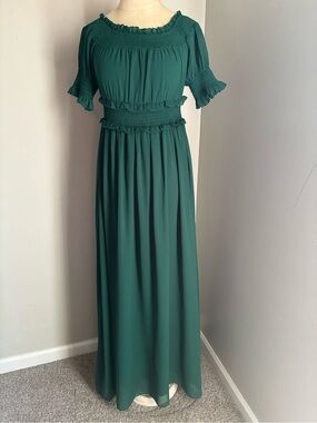 Baltic Born Green Chiffon Maxi Dress Small